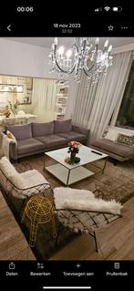 Bankstel met hocker, Huis en Inrichting, Banken | Complete zithoeken, Ophalen of Verzenden, Zo goed als nieuw