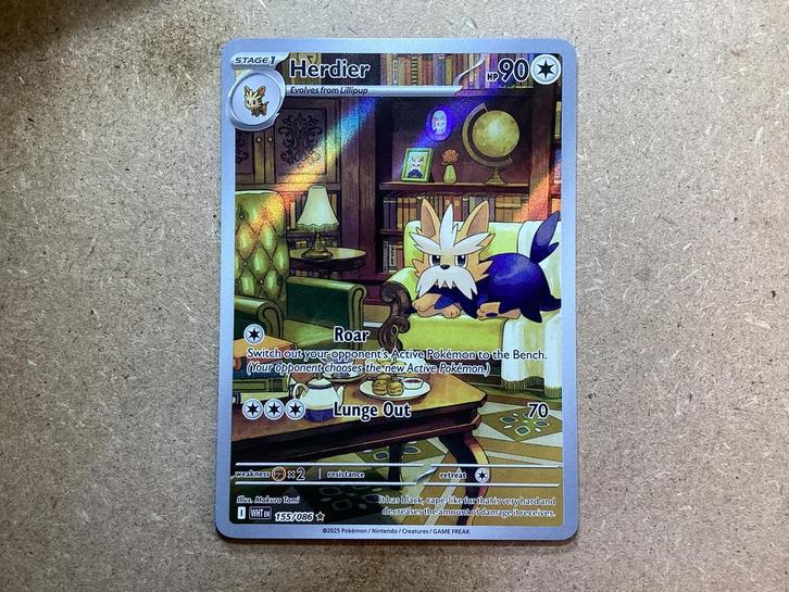 1x Herdier [WHT 155/086] (Near Mint, Holo), Hobby en Vrije tijd, Verzamelkaartspellen | Pokémon, Zo goed als nieuw, Losse kaart