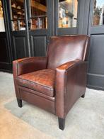 Old Sadlle Leren Art Deco fauteuil Merk-Lounge Atelier, Gebruikt, Art deco, 75 tot 100 cm, Lounge Atelier