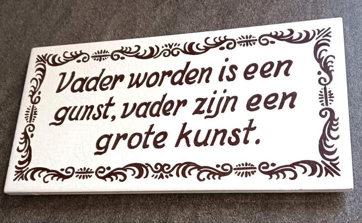 Vintage Mosa Holland Spreuktegel - Vader, Antiek en Kunst, Antiek | Wandborden en Tegels, Ophalen of Verzenden