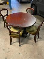 Tafel met 4 stoelen, Huis en Inrichting, Tafels | Eettafels, Gebruikt, Overige materialen, Rond, Ophalen of Verzenden