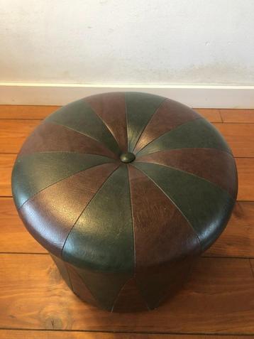Vintage poef 2-kleurig groen-bruin, vintage design beschikbaar voor biedingen