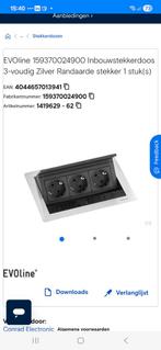 EVOline Inbouw Stekkerdoos 3-voudig Zilver, Ophalen of Verzenden, Nieuw, Stopcontact