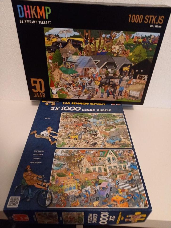 2 Puzzels: Van Haasteren & De Heijkamp - 1000 stukjes, Hobby en Vrije tijd, Denksport en Puzzels, Zo goed als nieuw, Legpuzzel
