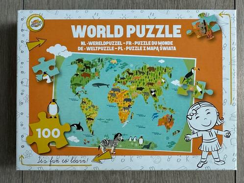 Wereld puzzel puzzel 99 stukjes., Kinderen en Baby's, Speelgoed | Kinderpuzzels, Zo goed als nieuw, Meer dan 50 stukjes, Ophalen of Verzenden