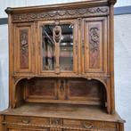 Hoge antieke buffetkast, 2 delen, 235hx150br, Ophalen