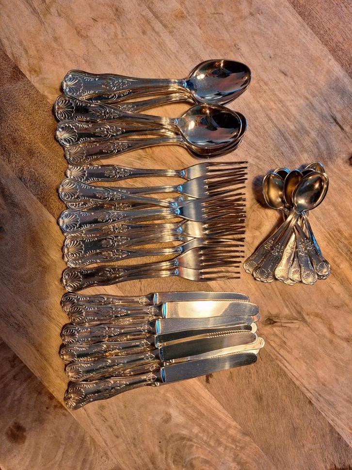 Verzilverd Bestek Set - 12 Delig - Italiaans Design, Antiek en Kunst, Antiek | Bestek, Ophalen of Verzenden