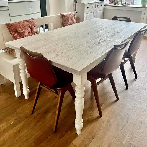 Witte eettafel stoer en landelijk, Huis en Inrichting, Tafels | Eettafels, Zo goed als nieuw, 100 tot 150 cm, 200 cm of meer, Vijf personen of meer