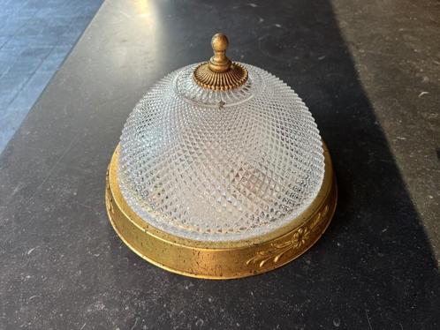 plafonniere, klassiek, Huis en Inrichting, Lampen | Plafondlampen, Gebruikt, Glas, Metaal, Ophalen