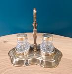 Antiek peper en zout stel - koper en glas, Antiek en Kunst, Antiek | Keukenbenodigdheden, Ophalen of Verzenden