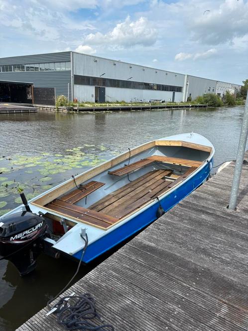 Stalen vlet 5,5m, Watersport en Boten, Sloepen, Gebruikt, Tot 10 pk, 3 tot 6 meter, Buitenboordmotor, Benzine, Staal, Ophalen