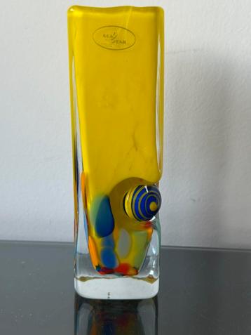 Glasstar Boheems glas vaas geel beschikbaar voor biedingen