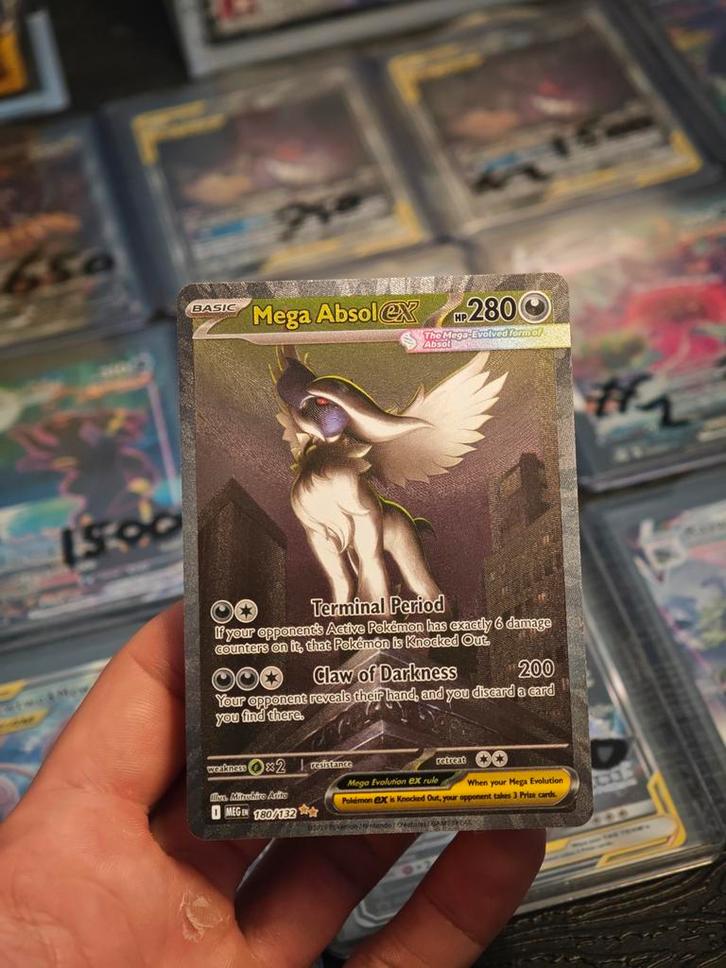 🪽 Mega Absol ex 180 Mega Evolution, Hobby en Vrije tijd, Verzamelkaartspellen | Pokémon, Zo goed als nieuw, Ophalen of Verzenden