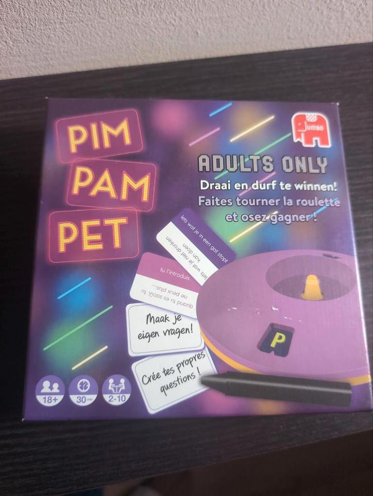 Pim Pam Pet Adults Only, Hobby en Vrije tijd, Gezelschapsspellen | Bordspellen, Zo goed als nieuw, Een of twee spelers, Drie of vier spelers