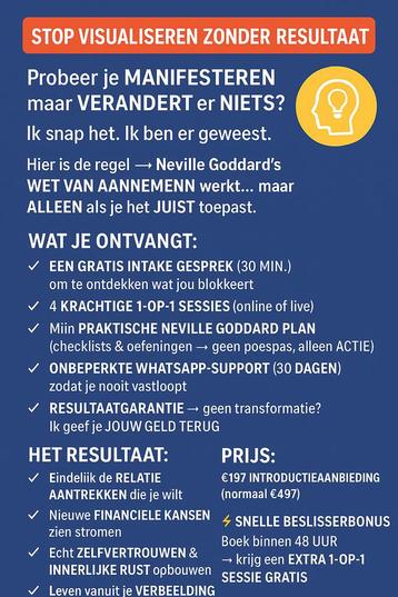 Bereik je droomleven met Neville Goddard Coaching beschikbaar voor biedingen