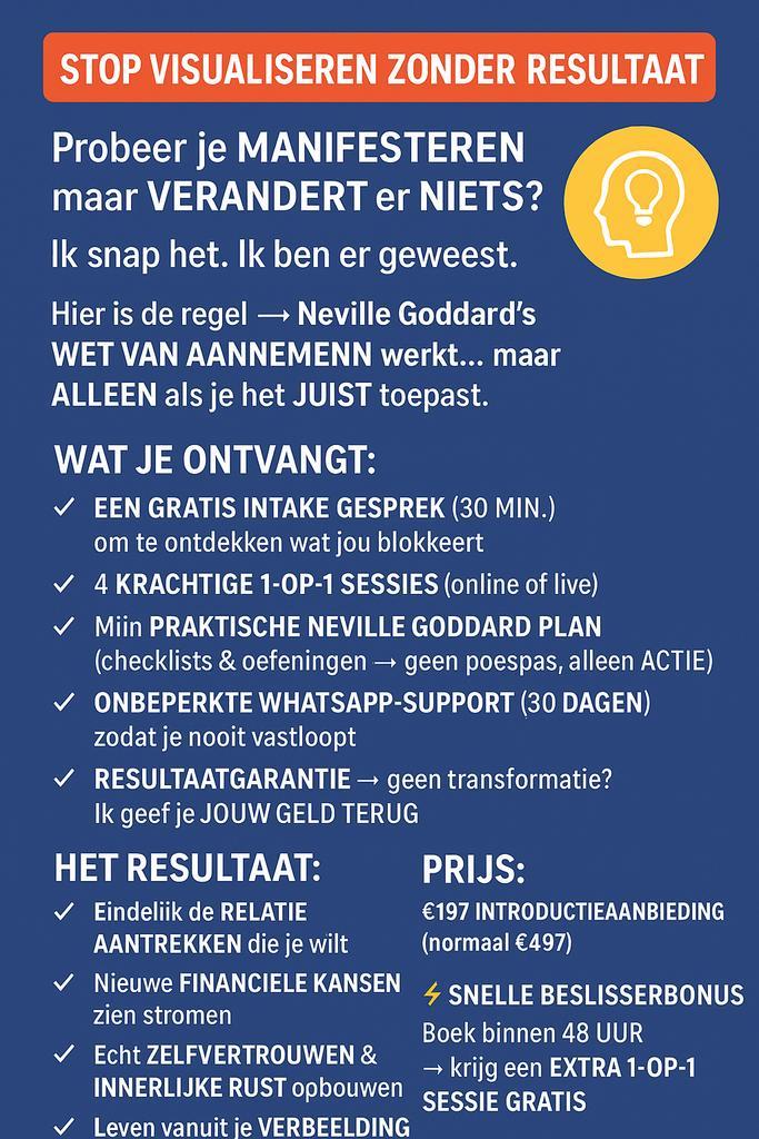 Bereik je droomleven met Neville Goddard Coaching, Boeken, Gezondheid, Dieet en Voeding, Nieuw, Gezondheid en Conditie, Ophalen of Verzenden