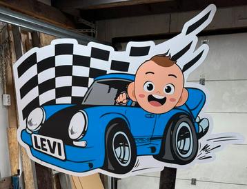 Geboortebord Auto - te personaliseren met naam! beschikbaar voor biedingen