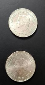 2 Zilveren 10 gulden munten uit 1970, Koningin Juliana, Setje, Zilver, Ophalen of Verzenden