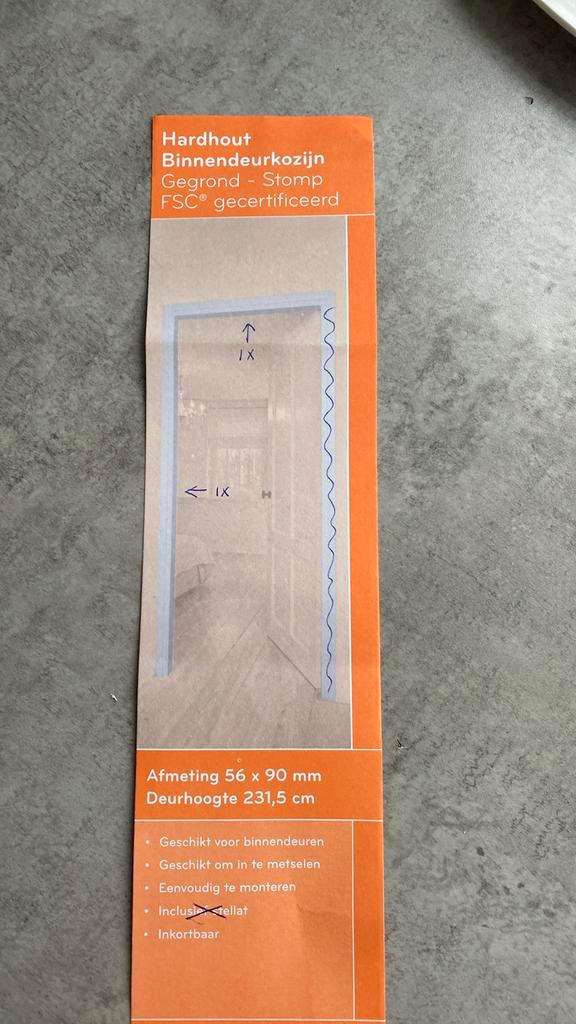 1/2 deurkozijn nieuw, Doe-het-zelf en Verbouw, Kozijnen en Schuifpuien, Nieuw, Deurkozijn, Hout, 75 tot 150 cm, Ophalen