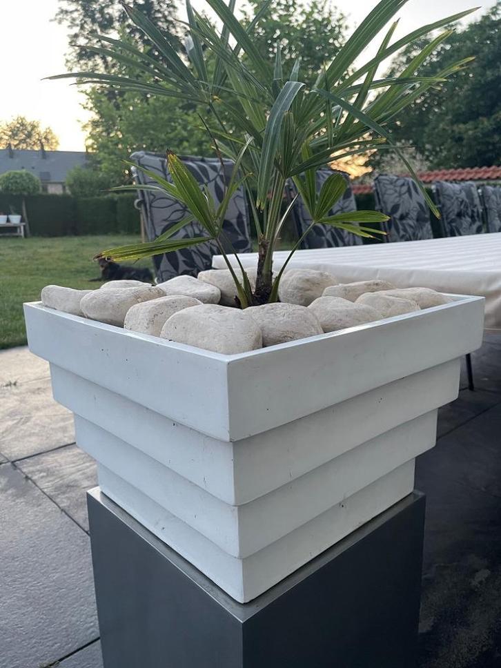 NIEUWE witte bloempot plantenbak Fiberstone Jan Des Bouvrie, Tuin en Terras, Bloempotten, Nieuw, Kunststof, Binnen, Balkon, Tuin