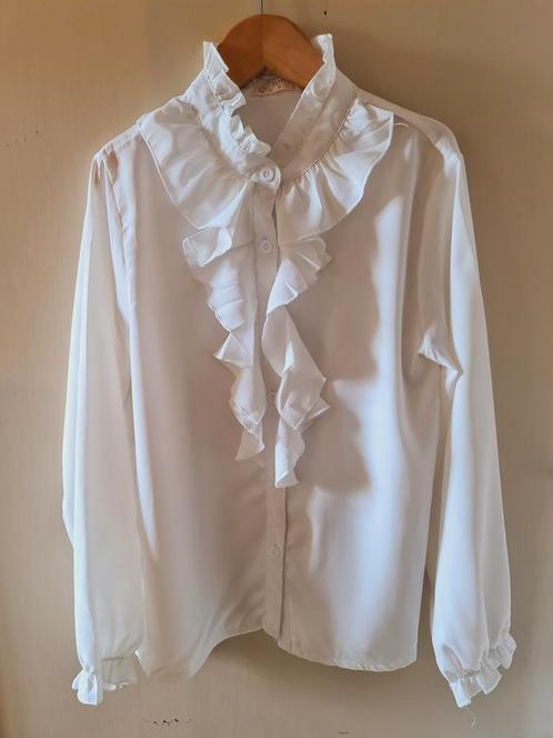 Bloes van zachte zijde-achtige stof met ruches/ruffles, mt 1, Kinderen en Baby's, Kinderkleding | Maat 158, Zo goed als nieuw