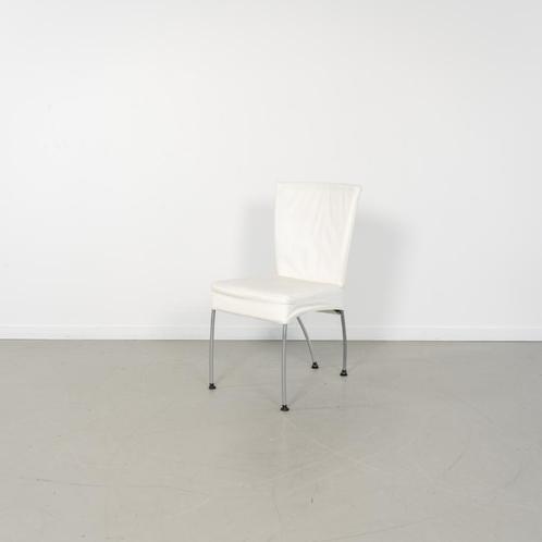 2x Montis Spica Stoel Wit Leder - RVS Frame, Huis en Inrichting, Stoelen, Gebruikt, Leer, Metaal, Wit, Ophalen of Verzenden