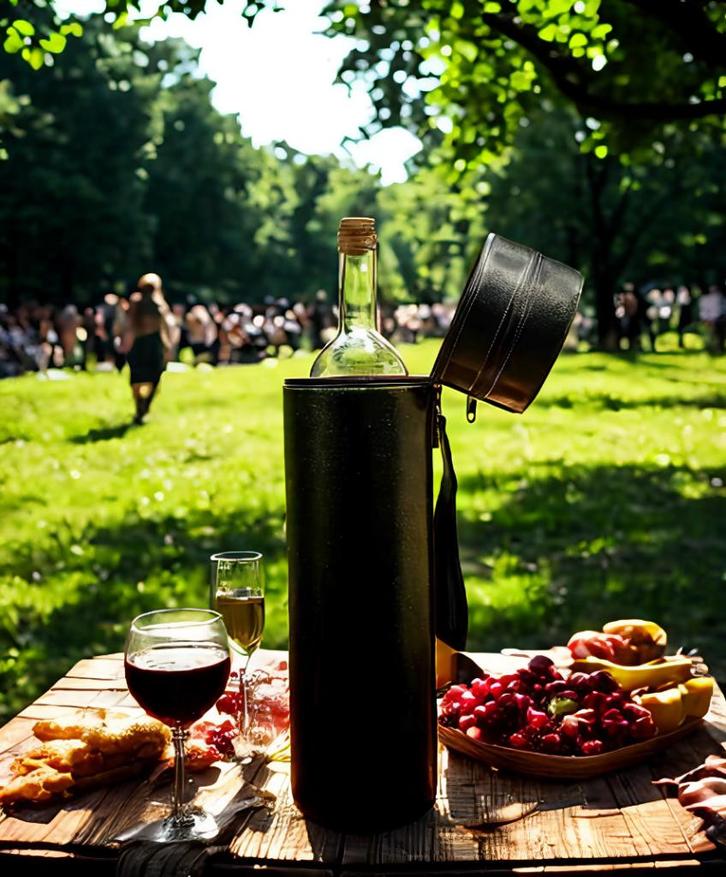 Leren Wijnkoeler met Kurkentrekker, Schenktuit, Dop/Kurk, Huis en Inrichting, Keuken | Keukenbenodigdheden, Zo goed als nieuw