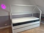 Bedhuisje met laden, lattenbodem , emma matras en topper, Ophalen, 85 tot 100 cm, Gebruikt, Matras