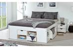 Massief grenen houten bed, Wit of Natuur met Bedlades en NK, Verzenden, Wit, 200 cm, Modern