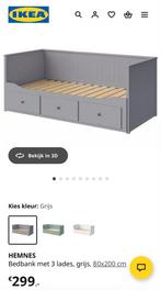 IKEA Hemnes Bedbank Grijs - Uitschuifbaar, Huis en Inrichting, Slaapkamer | Bedden, Ophalen, Eenpersoons, 80 cm, 200 cm