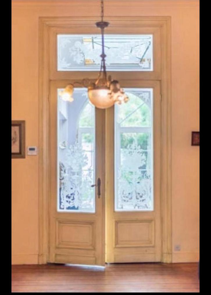 Prachtige antieke ensuitedeuren met geetst glas uit 1890, Doe-het-zelf en Verbouw, Deuren en Horren, Zo goed als nieuw, Binnendeur