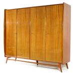 Vintage mid century 4-deurs kledingkast Scandinavisch teak, Ophalen of Verzenden, Zo goed als nieuw