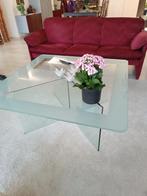 Glazen salontafel, Huis en Inrichting, Tafels | Salontafels, Ophalen, Gebruikt, 50 tot 75 cm, Vierkant