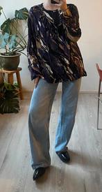 Ulla Popken blouse paars beige met hals detail 54/56, Kleding | Dames, Ophalen of Verzenden, Zo goed als nieuw, Maat 46/48 (XL) of groter