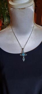 Vintage  ketting  kruisje met Swarovski  kristal, Met kristal, Overige materialen, Ophalen of Verzenden, Zo goed als nieuw