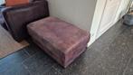 Haveco bruin leren hocker/ poef, Huis en Inrichting, Ophalen, Gebruikt, 75 tot 100 cm, Rechthoekig