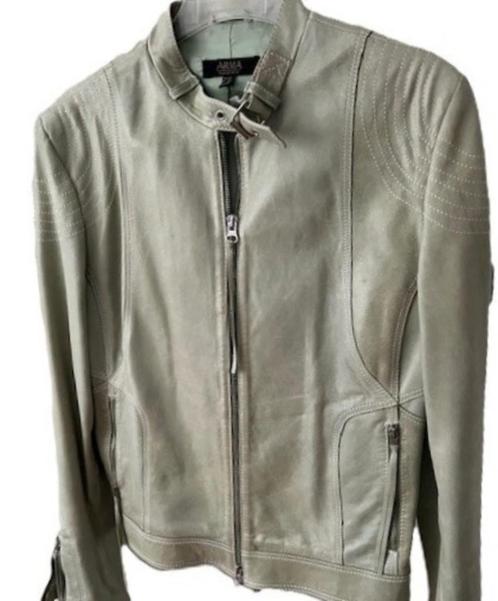 ARMA leren jasje met stiksels lindegroen 42, Kleding | Dames, Jasjes, Kostuums en Pakken, Zo goed als nieuw, Jasje, Maat 42/44 (L)