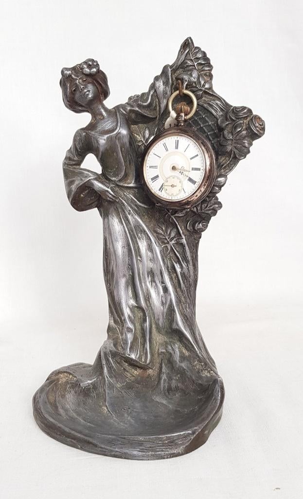 Art Nouveau Horlogestandaard., Antiek en Kunst, Kunst | Beelden en Houtsnijwerken, Ophalen of Verzenden