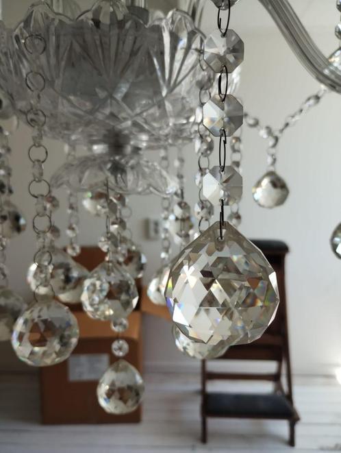 Klassieke glazen kroonluchter - 5 armen, Huis en Inrichting, Lampen | Kroonluchters, Gebruikt, Glas, Ophalen