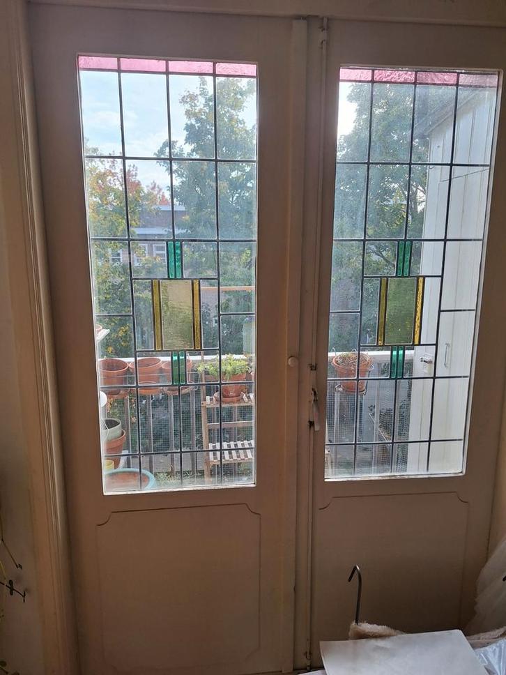 Glas in lood panelen vr achter glazen deuren Nu 100. Euro !, Doe-het-zelf en Verbouw, Glas en Ramen, Glasplaat, 160 cm of meer