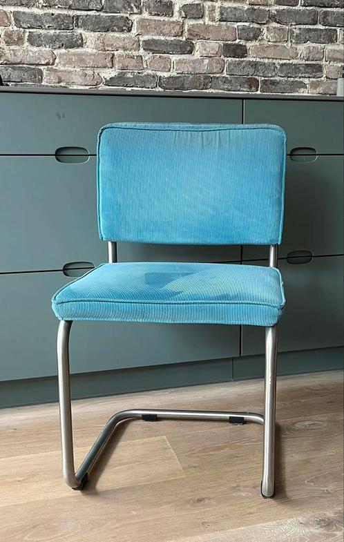 Zuiver Ridge Rib stoelen aqua en grijs 3x, Huis en Inrichting, Stoelen, Gebruikt, Drie, Stof, Grijs, Ophalen