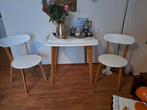 Witte Houten Eethoek - Tafel + 2 stoelen, Huis en Inrichting, Tafels | Eettafels, Ophalen, Gebruikt, 50 tot 100 cm, Eikenhout