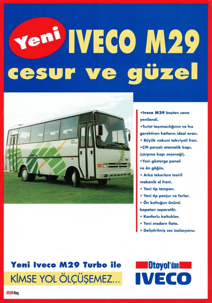 Folder Otoyol - Iveco M29 (midibus uit Turkije - ca.1995), Verzenden, Gelezen, Overige merken