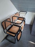 6 Webbing Buisframestoelen - Stijlvolle Zitplaatsen, Ophalen, Gebruikt, Zwart, Vintage