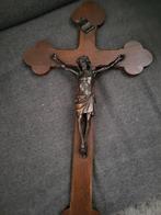 Antiek Houten Kruis met Jezus, Ophalen of Verzenden