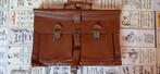 Authentieke vintage leren schooltas, Bruin, Aktetas of Boekentas, Ophalen of Verzenden, Leer