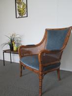 vintage fauteuil rotan bamboe met webbing, Gebruikt, Riet of Rotan, Ophalen