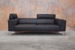 NIEUW beklede zwarte leren Leolux Howlo designbank, Leolux, Design, Driepersoons, 75 tot 100 cm