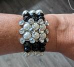 Behave nieuwe armband strech parelmoer zwart zirkonia, Ophalen of Verzenden, Zo goed als nieuw, Zwart, Elastiek