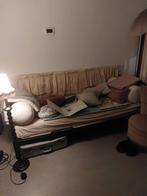 Uitschuifbaar 2-persoons logeerbed - zwart buizenframe, Ophalen, Gebruikt, Tweepersoons, 75 tot 100 cm